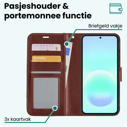 Forterra Samsung A57 Hoesje Bookcase Cover met Kaarthouder - Bruin