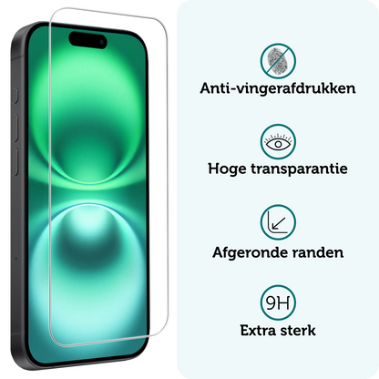 Forterra iPhone 16 Screenprotector Gehard Glas - Volledige dekking