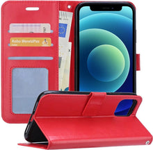 Forterra iPhone 12 Hoesje Bookcase Cover met Kaarthouder - Rood
