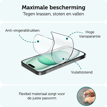 Forterra iPhone 15 Pro Max Screenprotector Flexibel Glas met Installatieframe