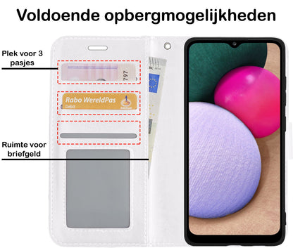 Forterra Samsung A02s Hoesje Bookcase Cover met Kaarthouder - Wit