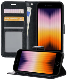 Forterra iPhone SE 2022 Hoesje Bookcase Cover met Kaarthouder - Zwart