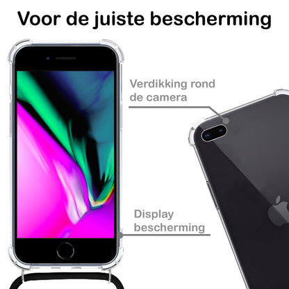 Forterra iPhone 8 Plus Hoesje met Koord Backcover Shockproof - Transparant