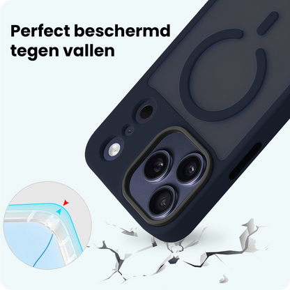 Forterra iPhone 17 Pro Hoesje Geschikt voor Magsafe Backcover Shockproof - Donkerblauw