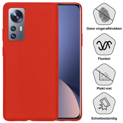 Forterra Xiaomi 12 Hoesje Siliconen Backcover Lichtgewicht - Rood