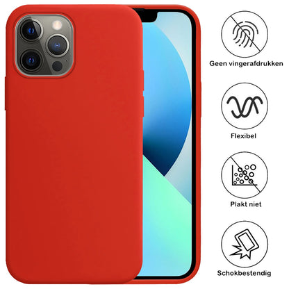 Forterra iPhone 14 Pro Max Hoesje Siliconen Backcover Lichtgewicht - Rood
