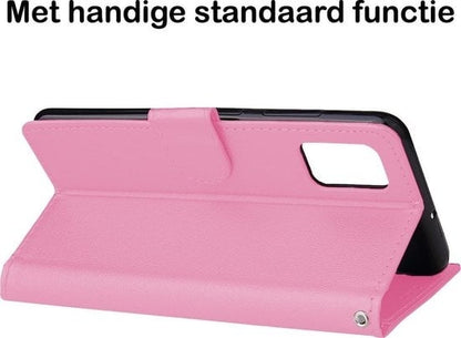 Forterra Samsung A51 Hoesje Bookcase Cover met Kaarthouder - Lichtroze