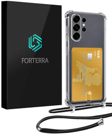 Forterra Samsung S26 Ultra Hoesje Kaarthouder met Koord Backcover Shockproof - Transparant