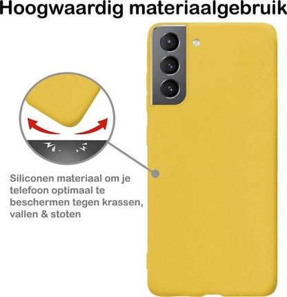 Forterra Samsung S21 Hoesje Siliconen Backcover Lichtgewicht - Geel