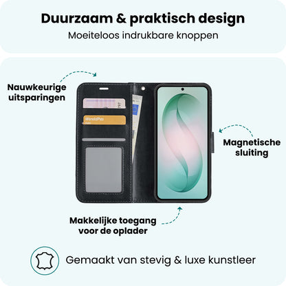 Forterra Samsung S26 Hoesje Bookcase Cover met Kaarthouder - Zwart
