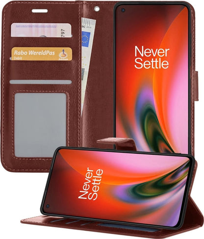 Forterra OnePlus Nord 2 Hoesje Bookcase Cover met Kaarthouder - Bruin
