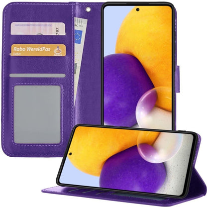 Forterra Samsung A72 5G Hoesje Bookcase Cover met Kaarthouder - Paars