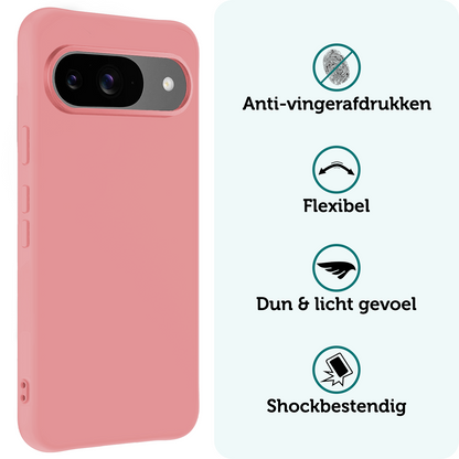 Forterra Google Pixel 9 Hoesje Siliconen Backcover Lichtgewicht - Lichtroze