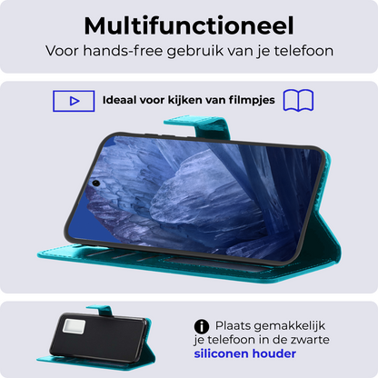 Forterra Google Pixel 8a Hoesje Bookcase Cover met Kaarthouder - Turquoise