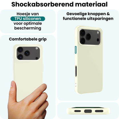 Forterra iPhone 17 Pro Hoesje Siliconen Backcover Lichtgewicht - Wit