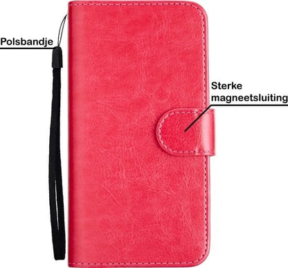 Forterra iPhone 12 Pro Hoesje Bookcase Cover Uitneembaar - Donkerroze