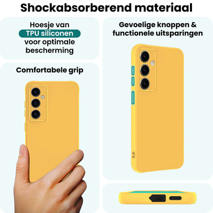 Forterra Samsung S25 Hoesje Siliconen Backcover Lichtgewicht - Geel