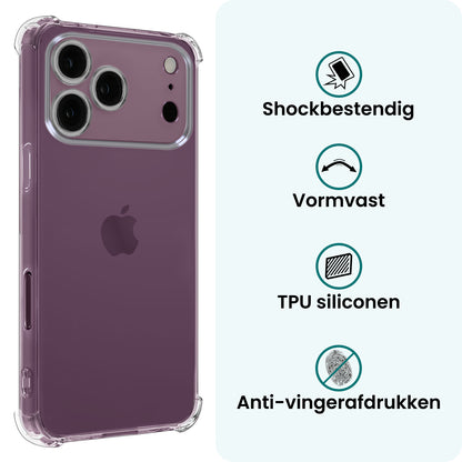 Forterra iPhone 18 Pro Max Hoesje Shockproof Backcover Siliconen - Transparant