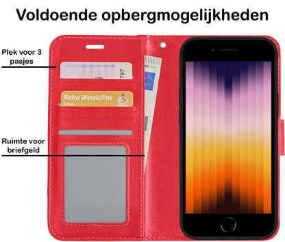 Forterra iPhone SE 2022 Hoesje Bookcase Cover met Kaarthouder - Rood