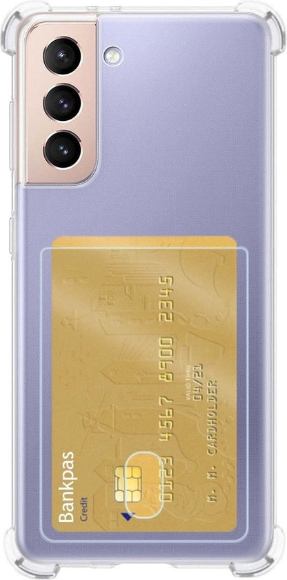 Forterra Samsung S21 Hoesje Kaarthouder Backcover Shockproof - Transparant