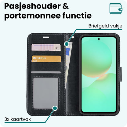Forterra Samsung A36 Hoesje Bookcase Cover met Kaarthouder - Zwart
