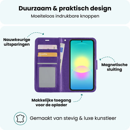 Forterra Samsung A27 Hoesje Bookcase Cover met Kaarthouder - Paars