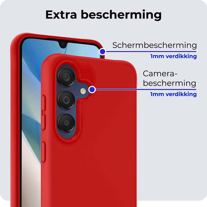 Forterra Samsung A15 Hoesje Siliconen Backcover Lichtgewicht - Rood