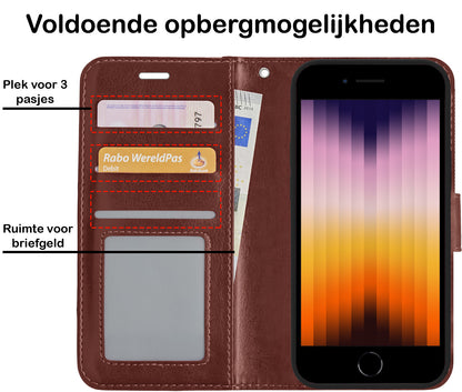 Forterra iPhone SE 2022 Hoesje Bookcase Cover met Kaarthouder - Bruin