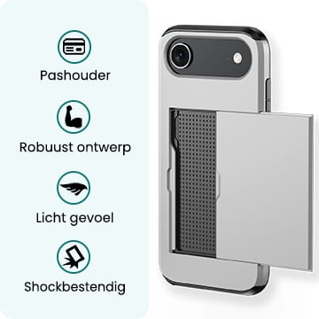 Forterra iPhone Air Hoesje Kaarthouder Hard Case Shockproof - Grijs