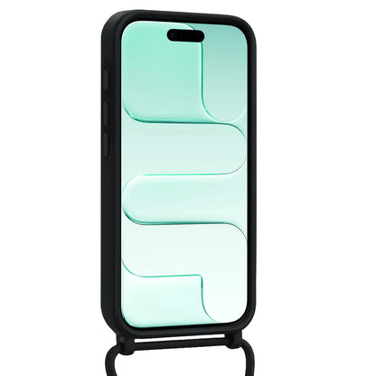 Forterra iPhone Air Hoesje Met Telefoonkoord en Pasjeshouder Siliconen - Zwart