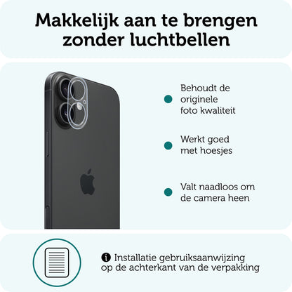 Forterra iPhone 16 Plus Camera Screenprotector Gehard Glas