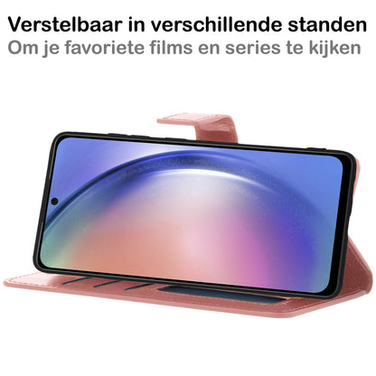 Forterra Samsung A54 Hoesje Bookcase Cover met Kaarthouder - Rosé goud
