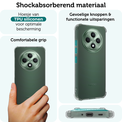 Forterra Oppo Reno 12 F Hoesje Shockproof Backcover Siliconen - Transparant