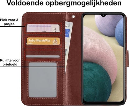 Forterra Samsung A12 Hoesje Bookcase Cover met Kaarthouder - Bruin