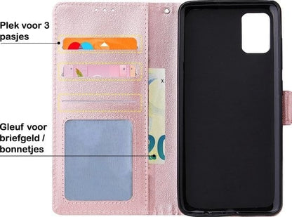 Forterra Samsung A51 Hoesje Bookcase Cover met Kaarthouder - Rosé goud