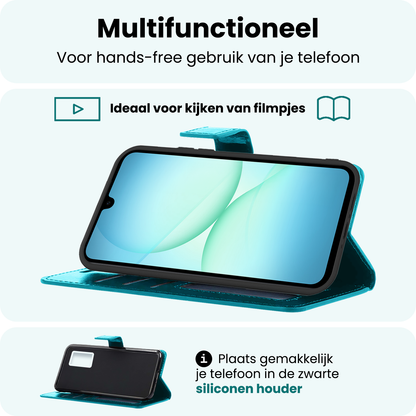 Forterra Samsung A17 Hoesje Bookcase Cover met Kaarthouder - Turquoise