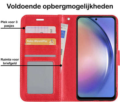 Forterra Samsung A54 Hoesje Bookcase Cover met Kaarthouder - Rood