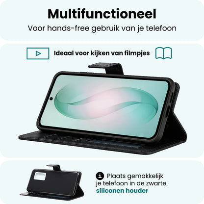 Forterra Samsung S26 Plus Hoesje Bookcase Cover met Kaarthouder - Zwart