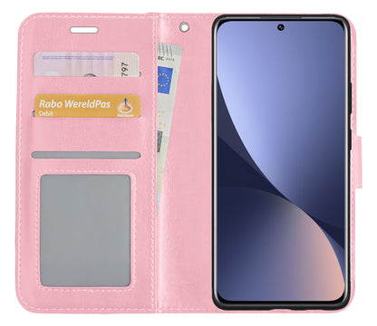 Forterra Xiaomi 12X Hoesje Bookcase Cover met Kaarthouder - Lichtroze
