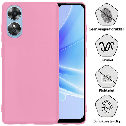 Forterra OPPO A17 Hoesje Siliconen Backcover Lichtgewicht - Lichtroze