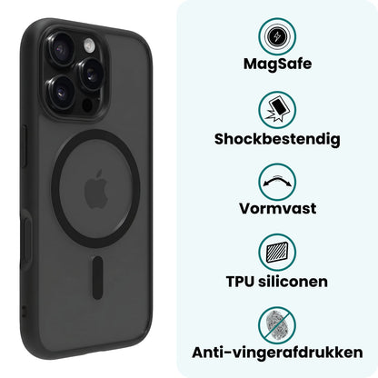 Forterra iPhone 16 Pro Hoesje Geschikt voor Magsafe Backcover Shockproof - Zwart