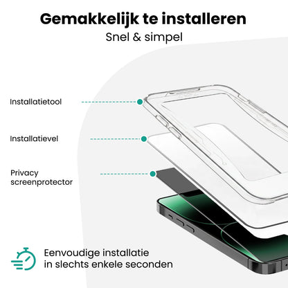 Forterra Privacy Screenprotector Geschikt voor Apple iPhone 14 Pro Max - Met Installatie Kit - Privacy - Beschermglas - Flexibel Glas - Tempered Glass - Screen Protector