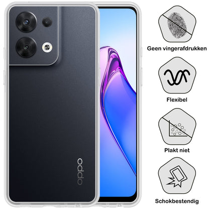 Forterra OPPO Reno 8 Pro Hoesje Siliconen Backcover Lichtgewicht - Transparant