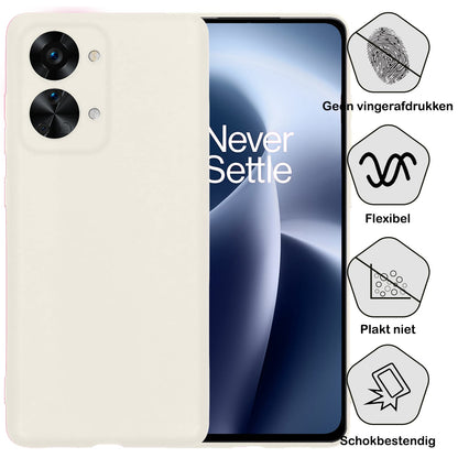 Forterra OnePlus Nord 2T Hoesje Siliconen Backcover Lichtgewicht - Wit