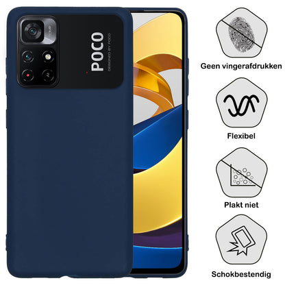 Forterra Xiaomi Poco M4 Pro 5G Hoesje Siliconen Backcover Lichtgewicht - Donkerblauw