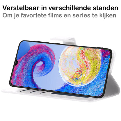 Forterra Samsung A04s Hoesje Bookcase Cover met Kaarthouder - Wit
