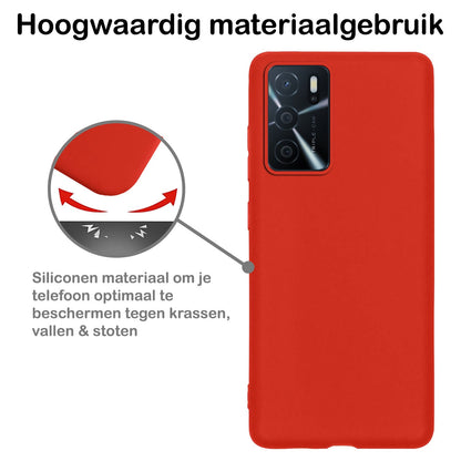 Forterra OPPO A16s Hoesje Siliconen Backcover Lichtgewicht - Rood
