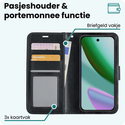 Forterra Google Pixel 11 Pro Hoesje Bookcase Cover met Kaarthouder - Zwart