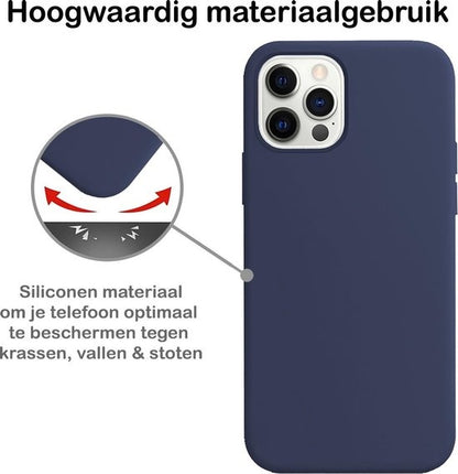 Forterra iPhone 12 Pro Max Hoesje Siliconen Backcover Lichtgewicht - Donkerblauw