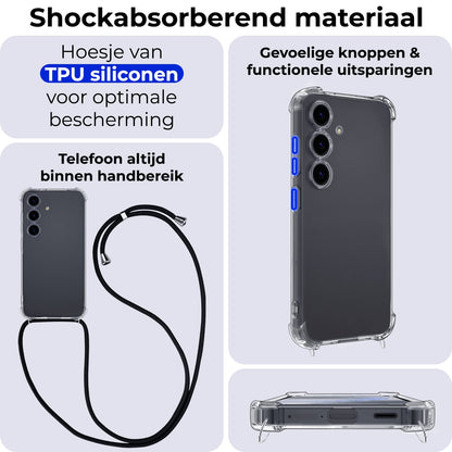 Forterra Samsung S24 Plus Hoesje met Koord Backcover Shockproof - Transparant